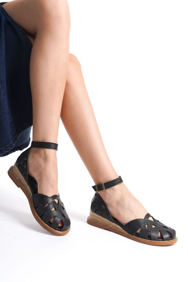 Hakiki Deri Topuklu Sandalet 35-41-42-43-44 Numara siyah resmi