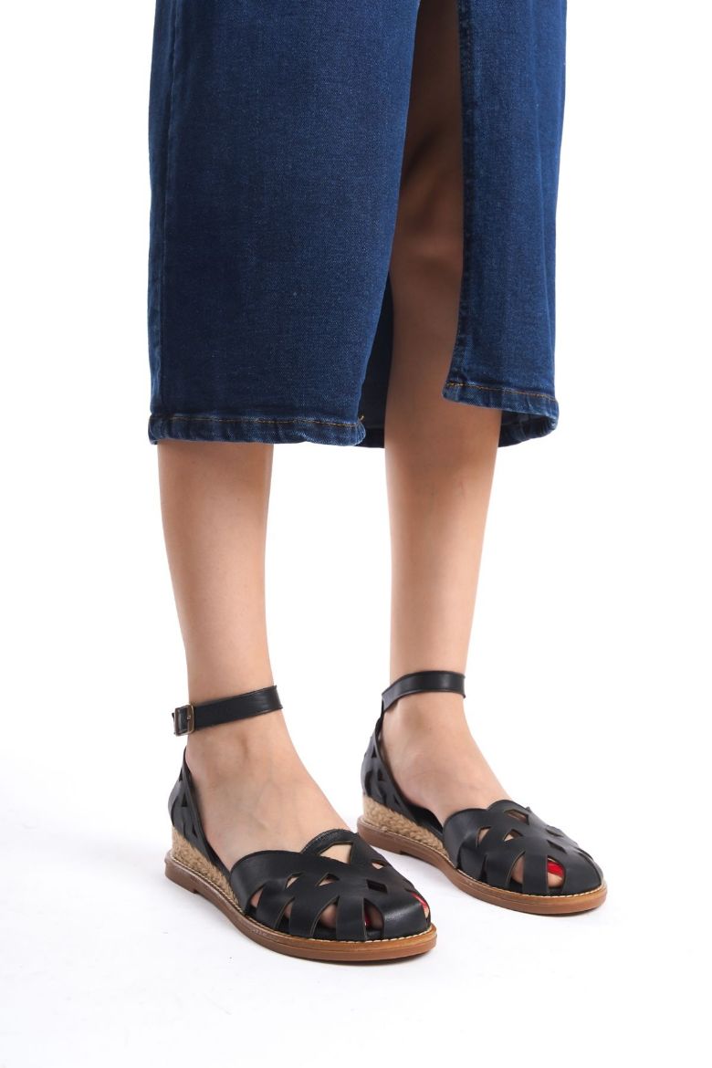 Hakiki Deri Topuklu Sandalet 35-41-42-43-44 Numara siyah resmi