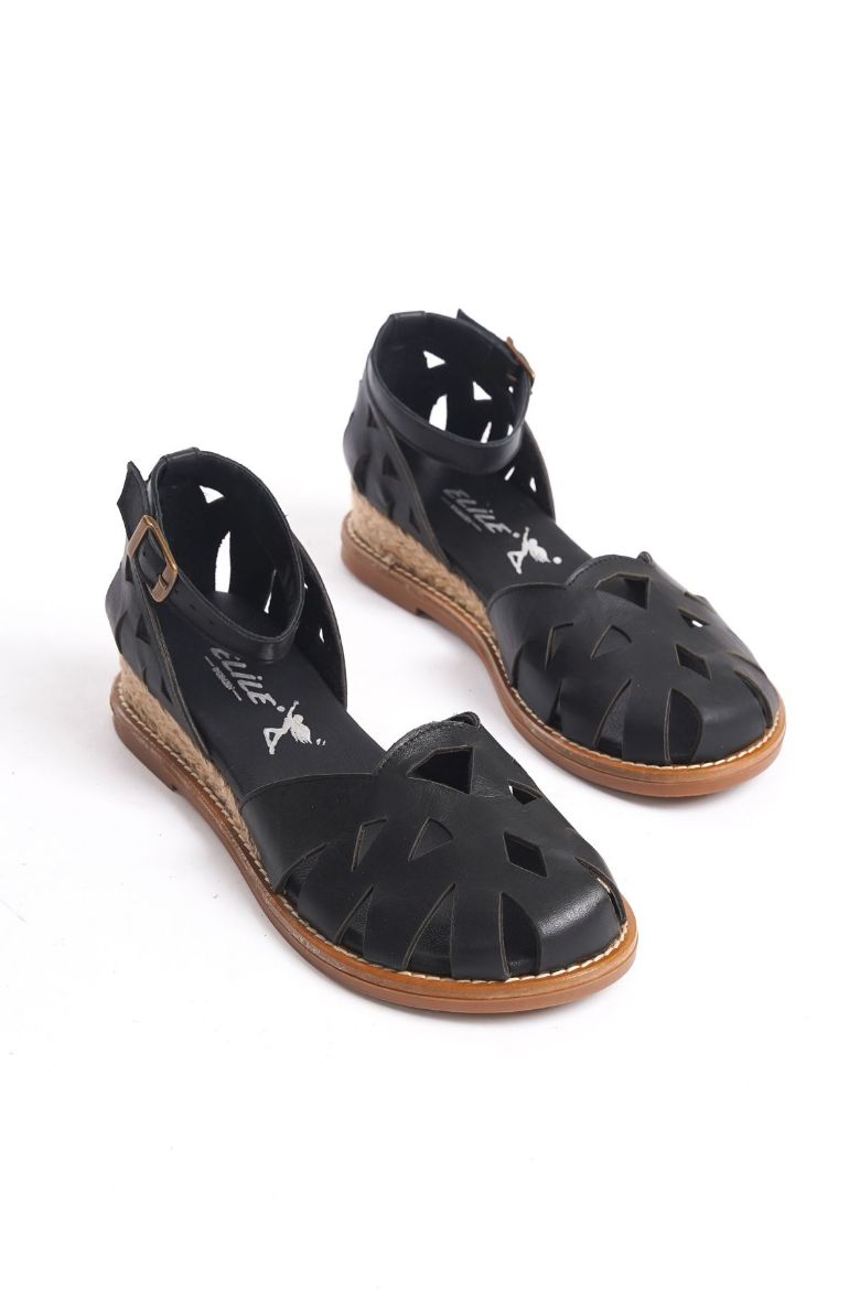 Hakiki Deri Topuklu Sandalet 35-41-42-43-44 Numara siyah resmi