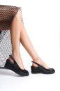 Hakiki  Deri Espadril Kadın Sandalet 33-34-35-41-42-43-44-45 Numara siyah rugan