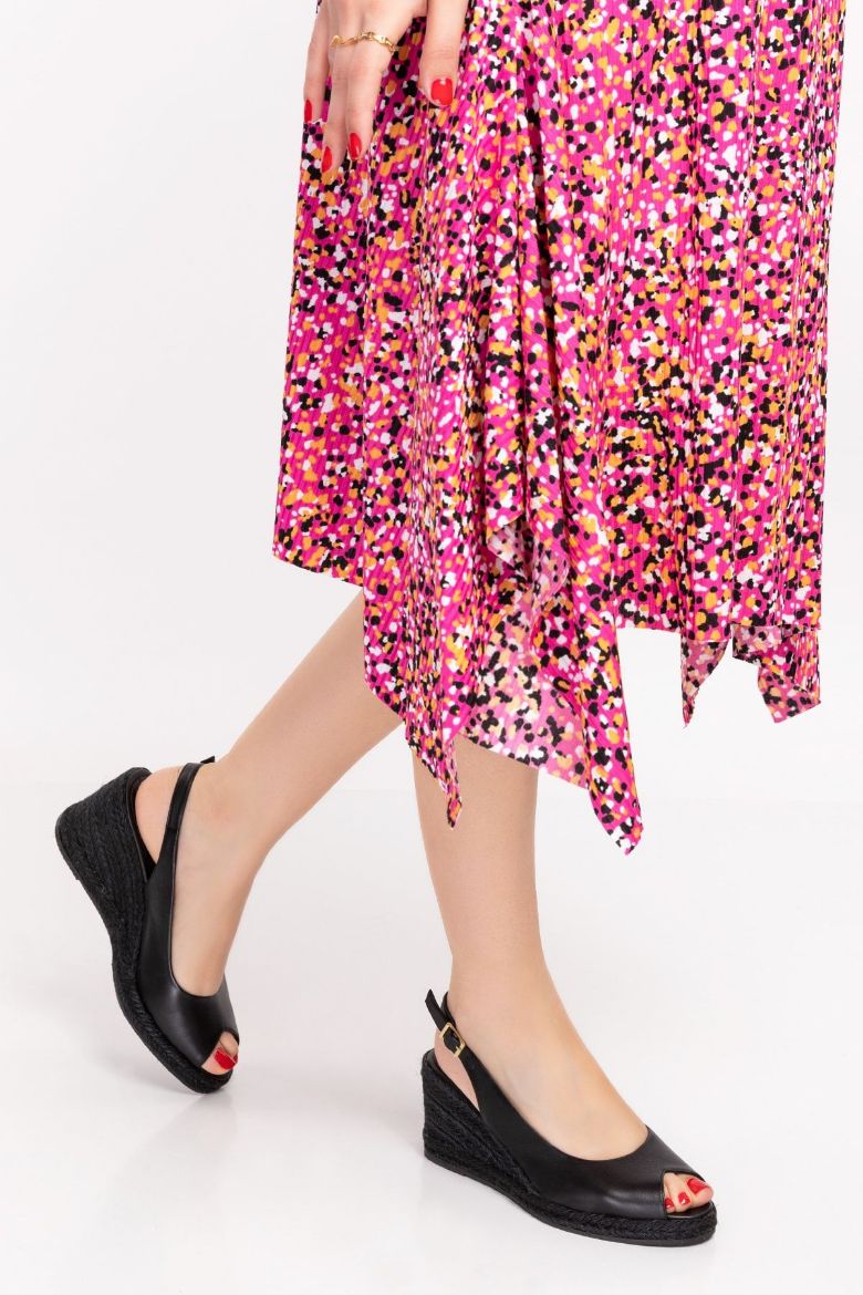 Hakiki Naturel Siyah Deri Espadril Kadın Sandalet 33-34-35-41-42-43-44-45 Numara Naturel Siyah resmi