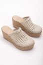 Hakiki Deri 33-34-35 Numaradan 41-42-43-44-45 Numaraya Kadar Platform El Örgüsü Sabo Terlik Bej