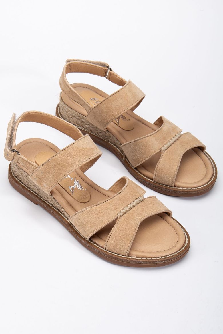 Hakiki Deri Süet 35 Numaradan 41-42-43-44 Numaraya Kadar Sandalet Cappuccino resmi