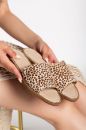 Hakiki Deri 35 Numaradan 41-42-43-44 Numaraya Kadar Leopar İşlentili Terlik Nude Leopar