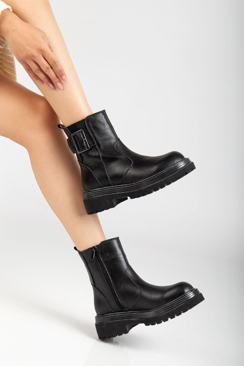 Hakiki Deri 33-34-35 Numaradan 41-42-43 Numaraya Kadar Kadın Kışlık Bot Siyah resmi