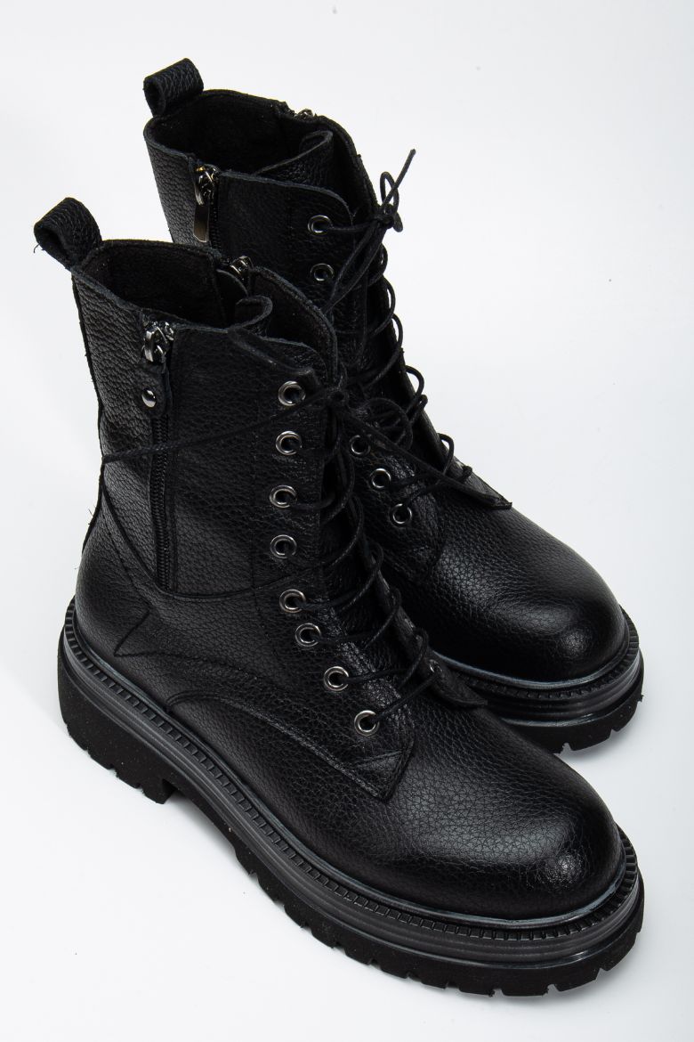 Hakiki Deri 33-34-35 Numaradan 41-42-43 Numaraya Kadar Kadın Kışlık Bot Siyah resmi