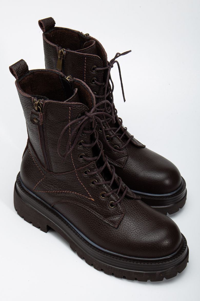 Hakiki Deri 35 Numaradan 41-42-43 Numaraya Kadar Kadın Kışlık Bot Kahverengi resmi