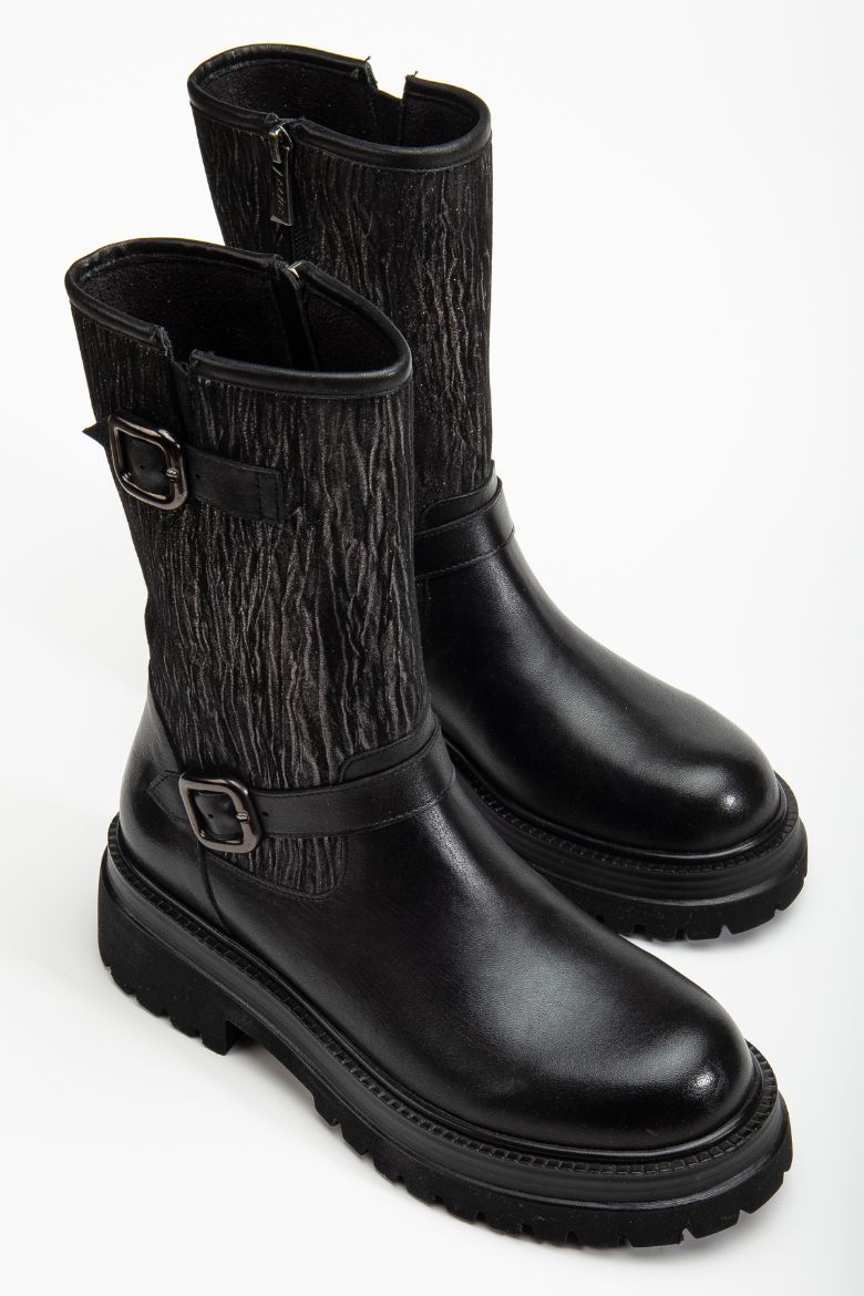 Hakiki Deri 35 Numaradan 41-42-43 Numaraya Kadar Kadın Kışlık Bot Siyah resmi