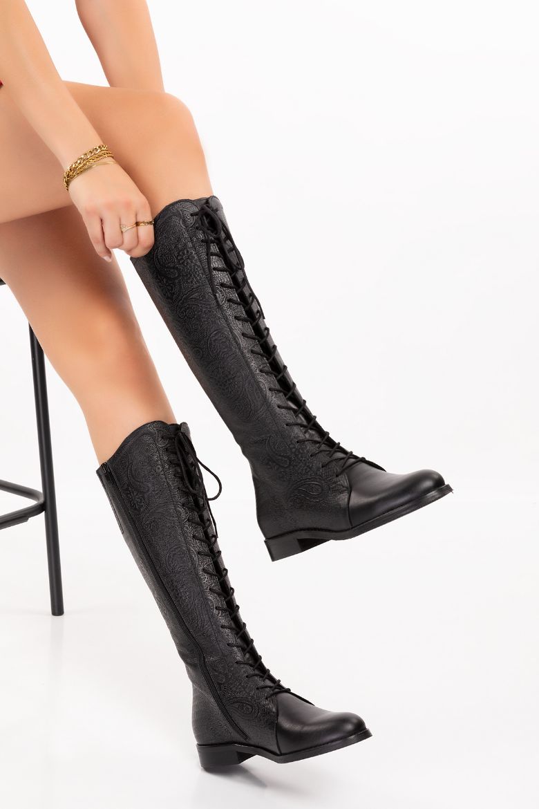 Hakiki Deri 33-34-35-41-42-43-44-45 Numara Kışlık Kadın Çizme siyah resmi