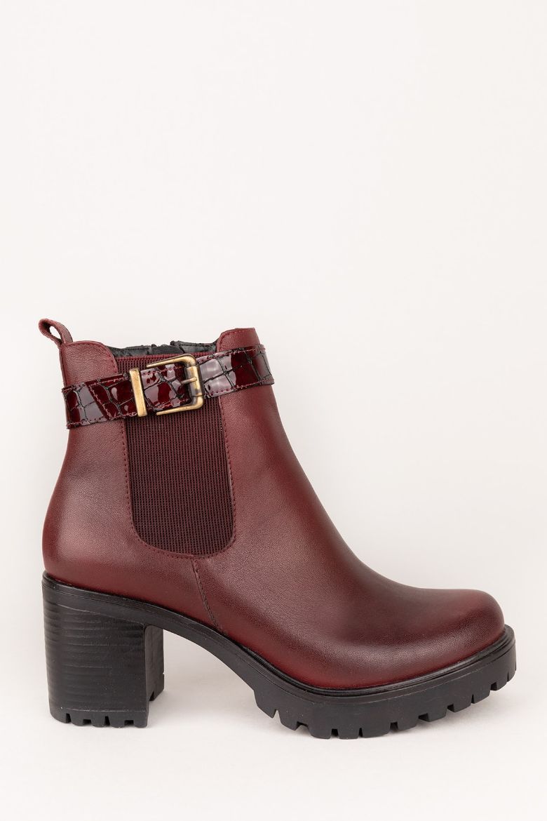 Bordo Hakiki Deri Kışlık Kadın Bot Bordo resmi