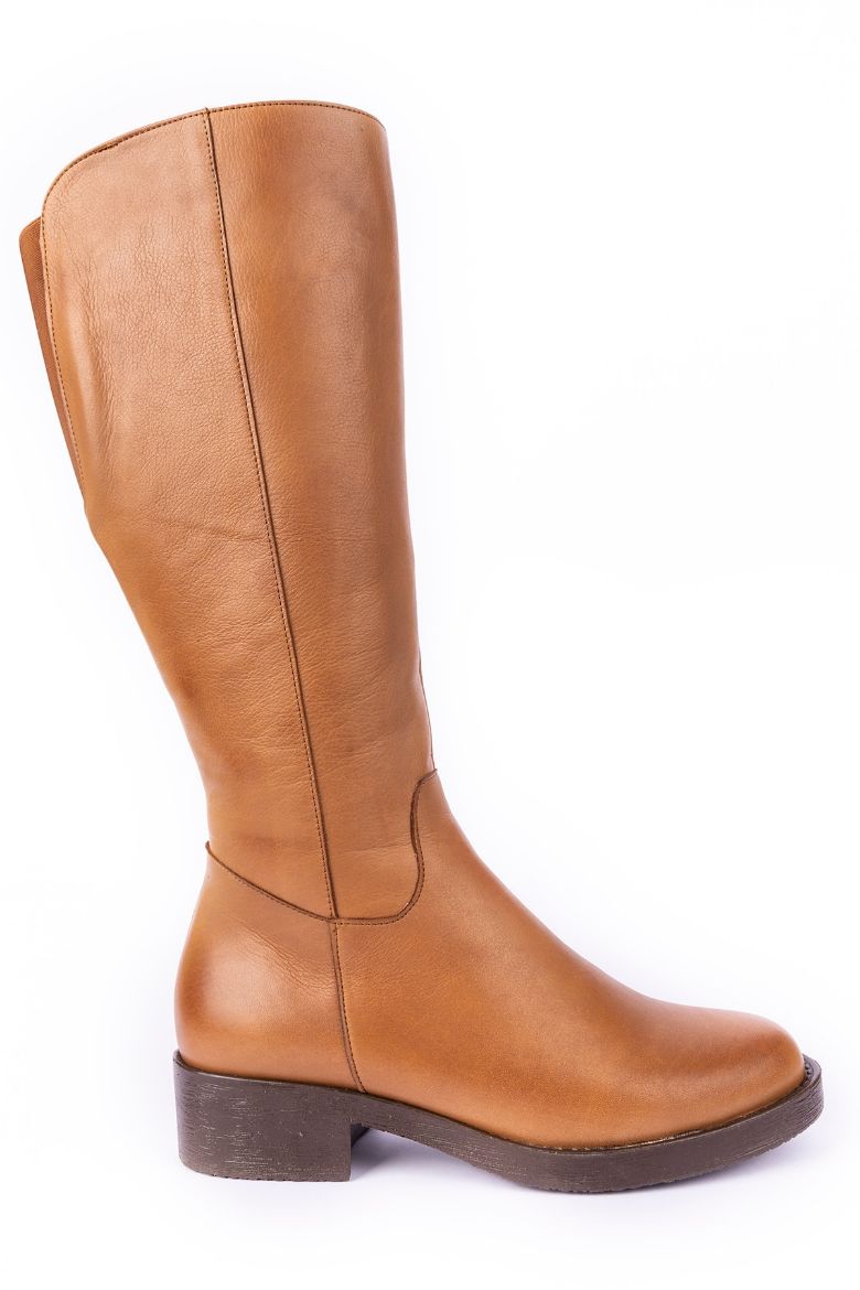 Hakiki Deri 36 Numaradan 41-42 Numaraya Kadar Baldırı Geniş Kadın Uzun Çizme Taba resmi