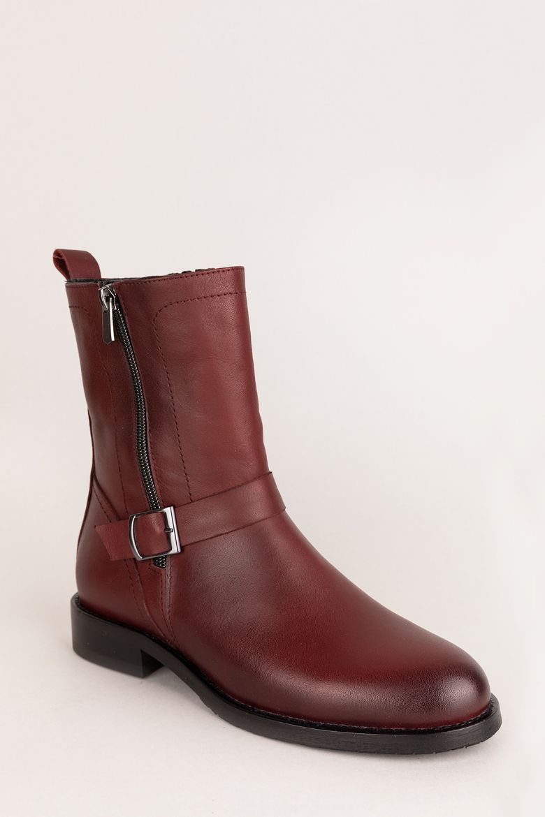 Bordo Hakiki Deri Büyük Numara Kadın Bot Bordo resmi