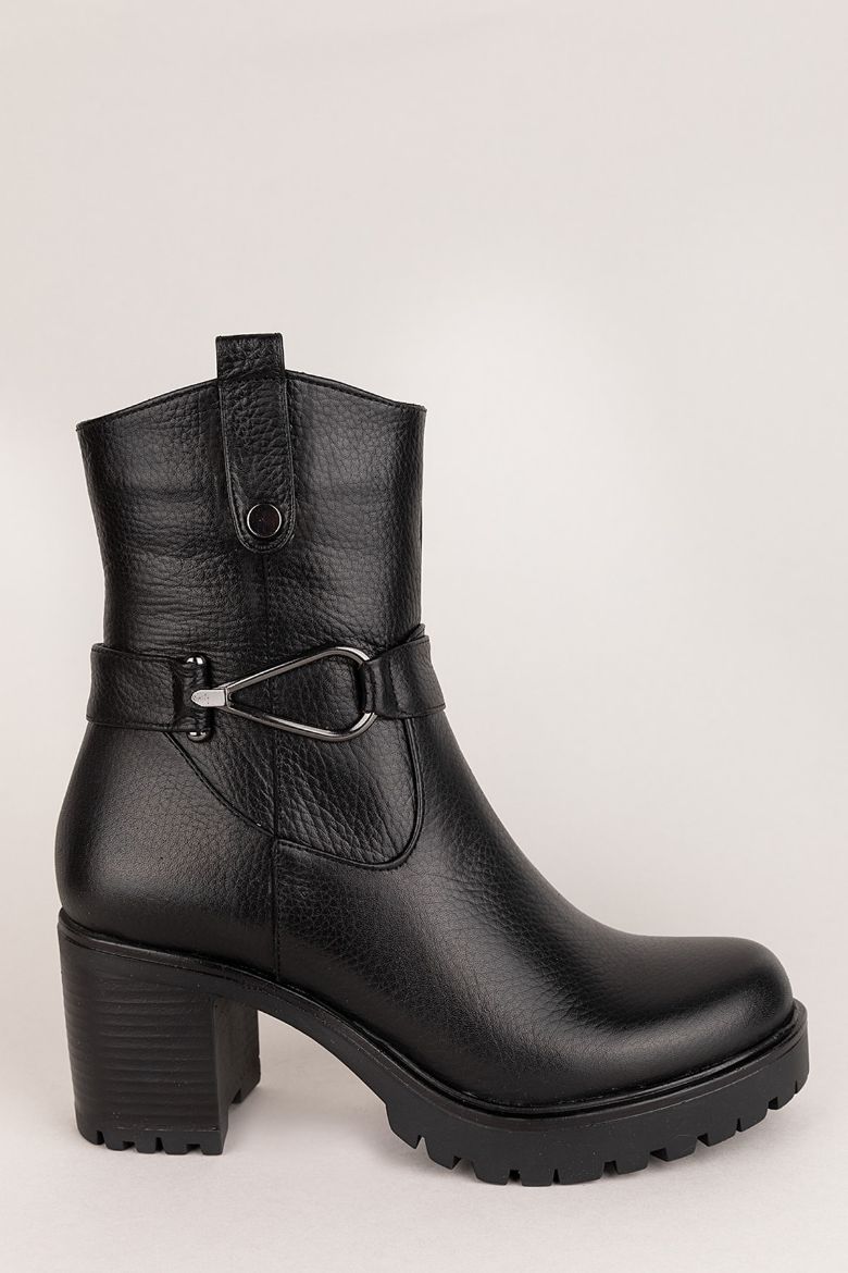 Siyah Hakiki Deri Kaymaz Taban Kadın Bot Siyah resmi