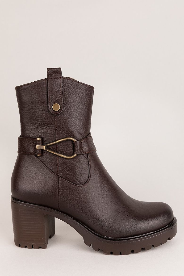 Kahverengi Hakiki Deri Kaymaz Taban Kadın Bot Kahverengi resmi