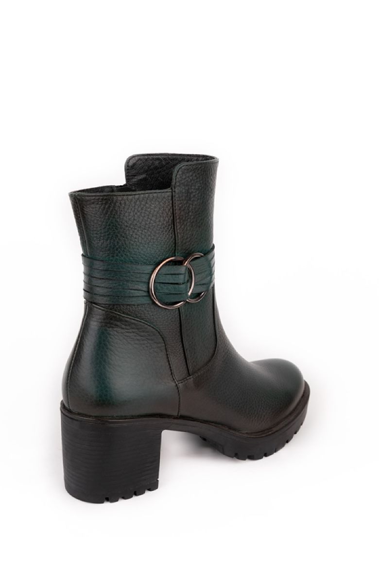 Yeşil Hakiki Deri Uzun Kadın Bot Yeşil resmi