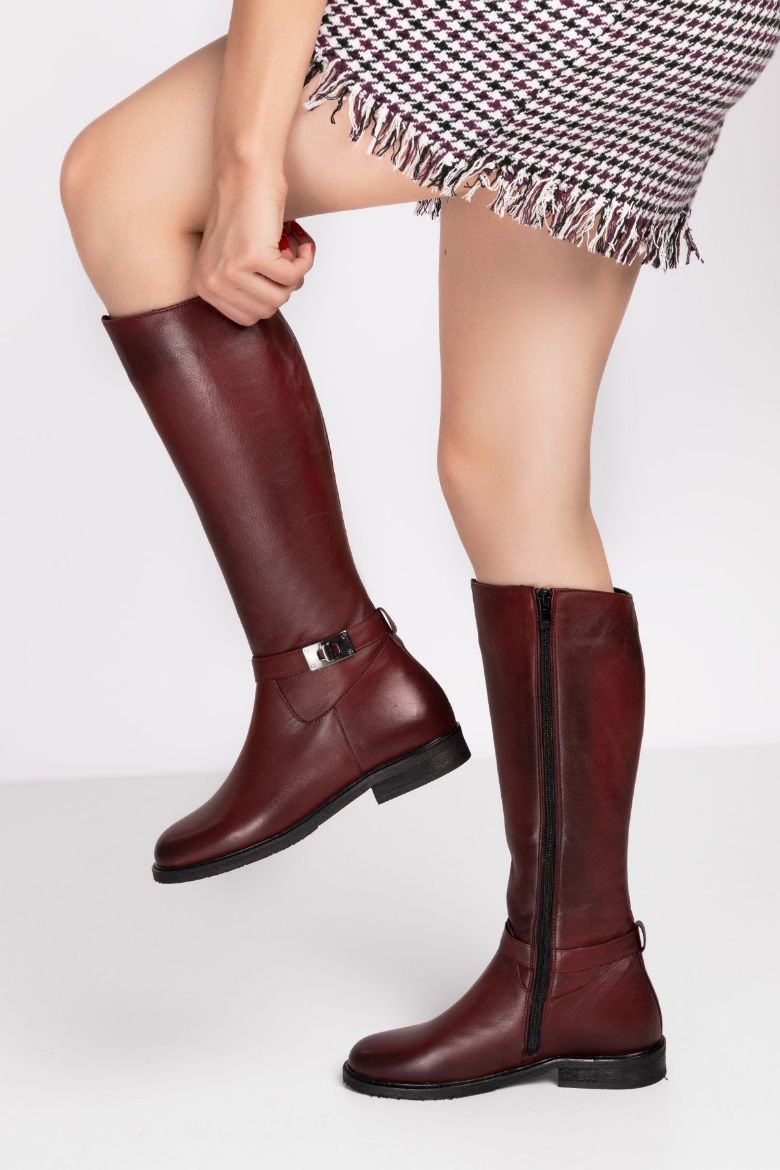 Hakiki Deri 36 Numaradan 41-42-43-44 Numaraya Kadar Kadın Çizme Bordo resmi