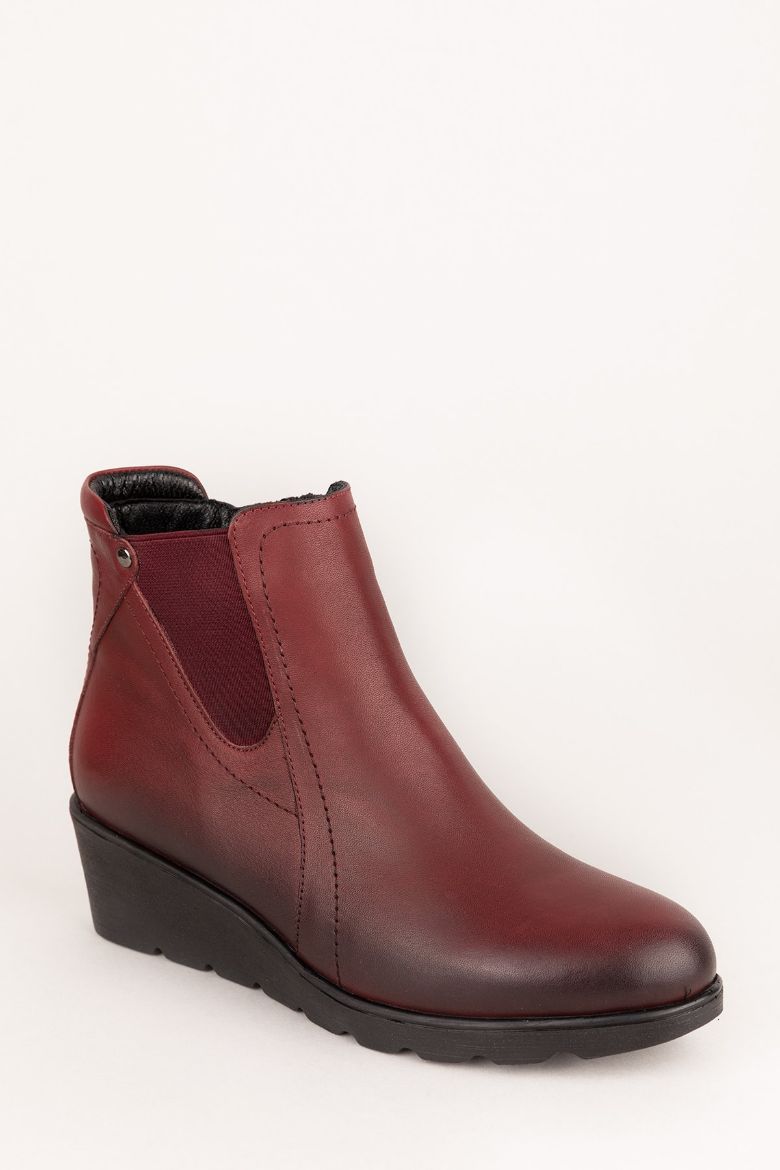 Bordo Hakiki Deri Büyük Numara Kışlık Kadın Bot Bordo resmi