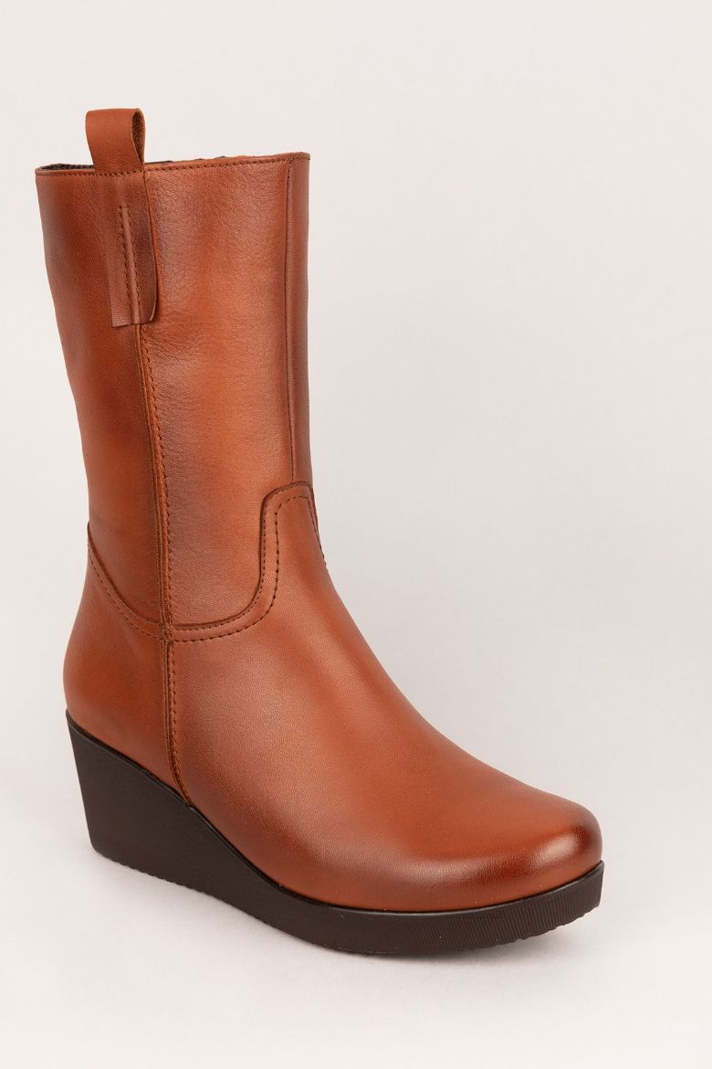 Taba Hakiki Deri Büyük Numara Kışlık Kadın Bot Taba resmi