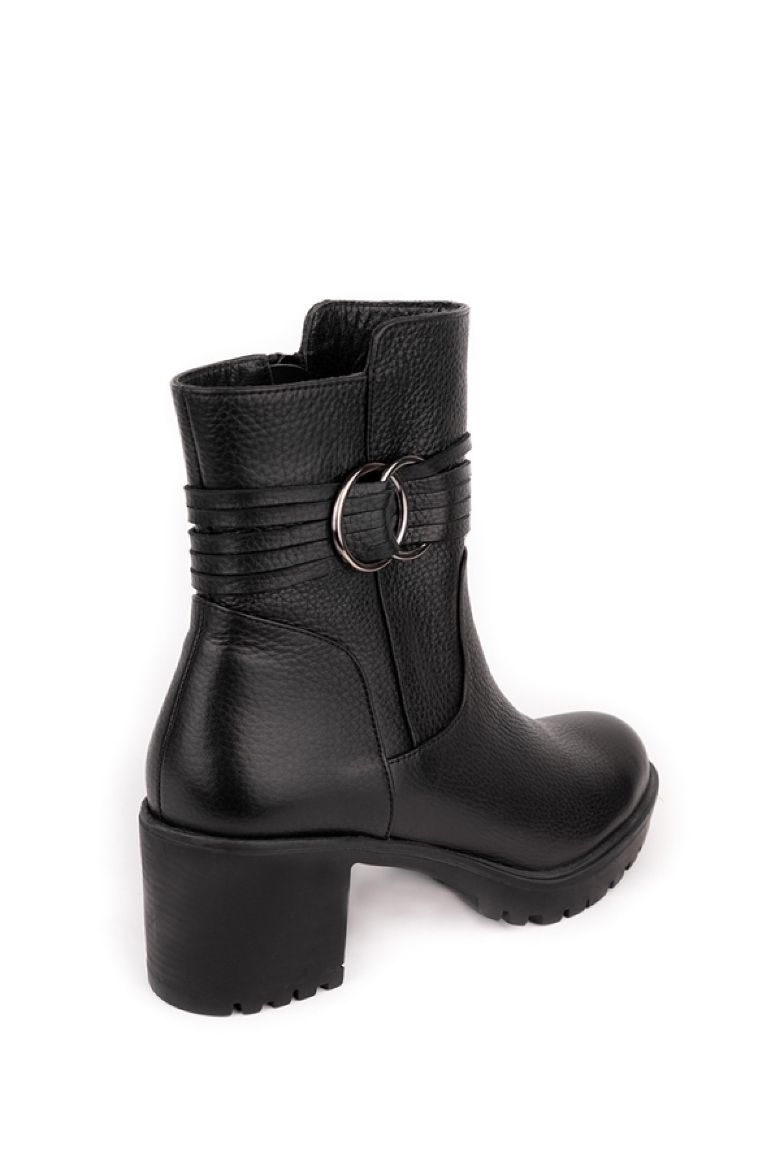 Hakiki Deri Uzun Kadın Bot Siyah resmi