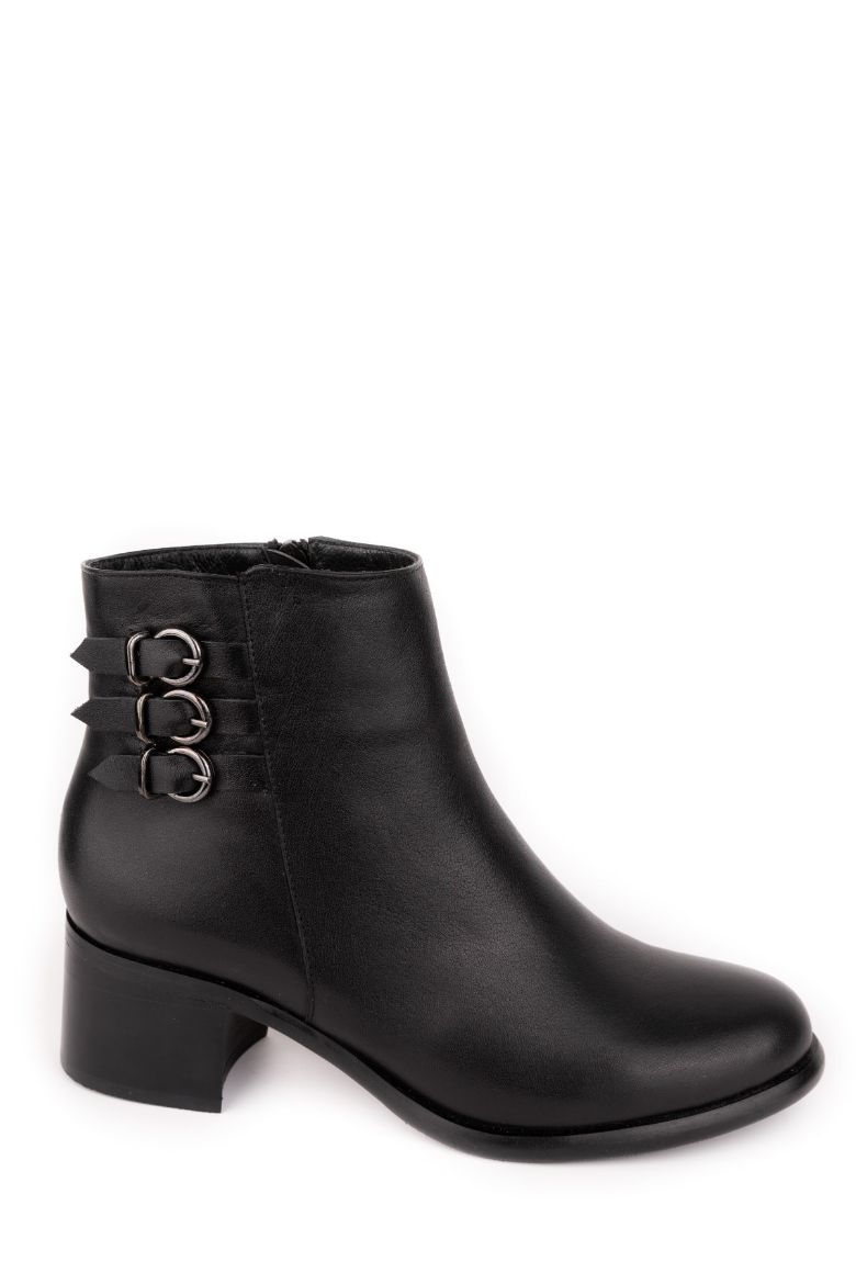 Siyah Hakiki Deri Küçük & Büyük Numara Kadın Bot Siyah resmi
