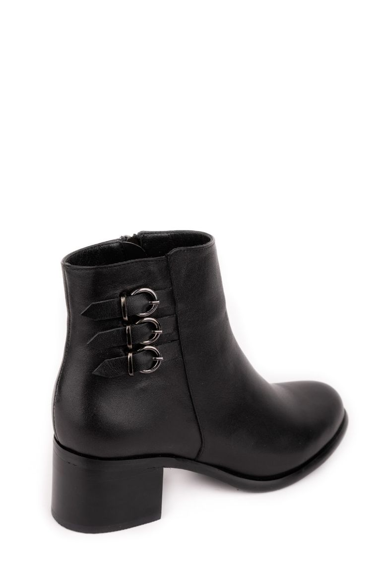 Siyah Hakiki Deri Küçük & Büyük Numara Kadın Bot Siyah resmi