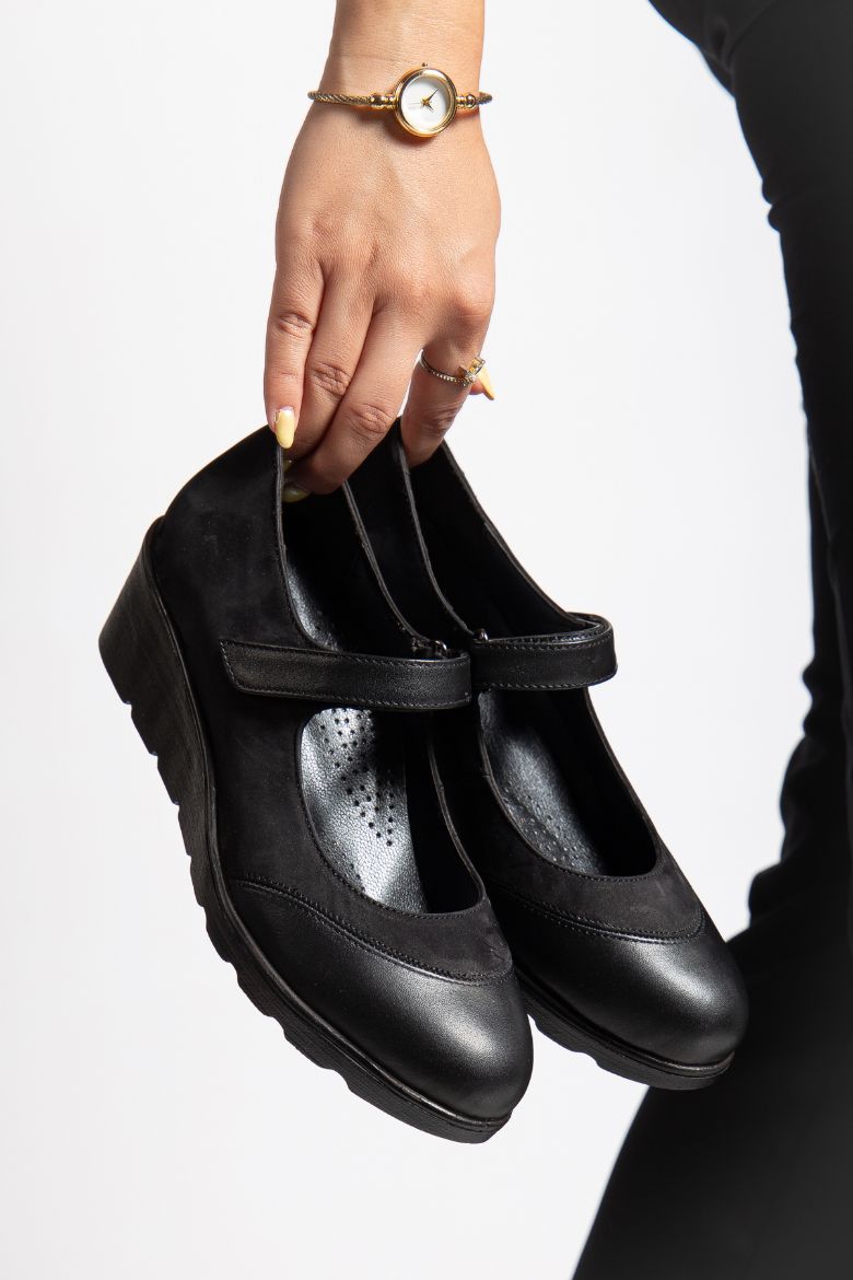 Hakiki Deri 36 Numaradan 41-42 Numaraya Kadar Comfort Kadın Ayakkabı Siyah resmi