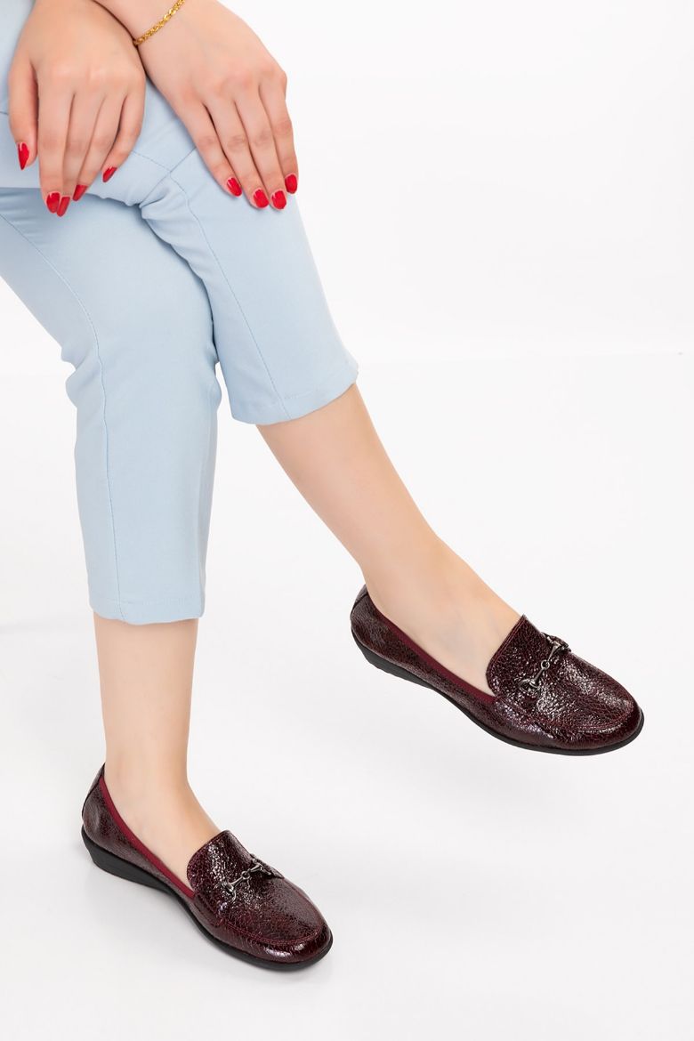 Hakiki Deri Comfort Ayakkabı 36-41 bordo rugan resmi