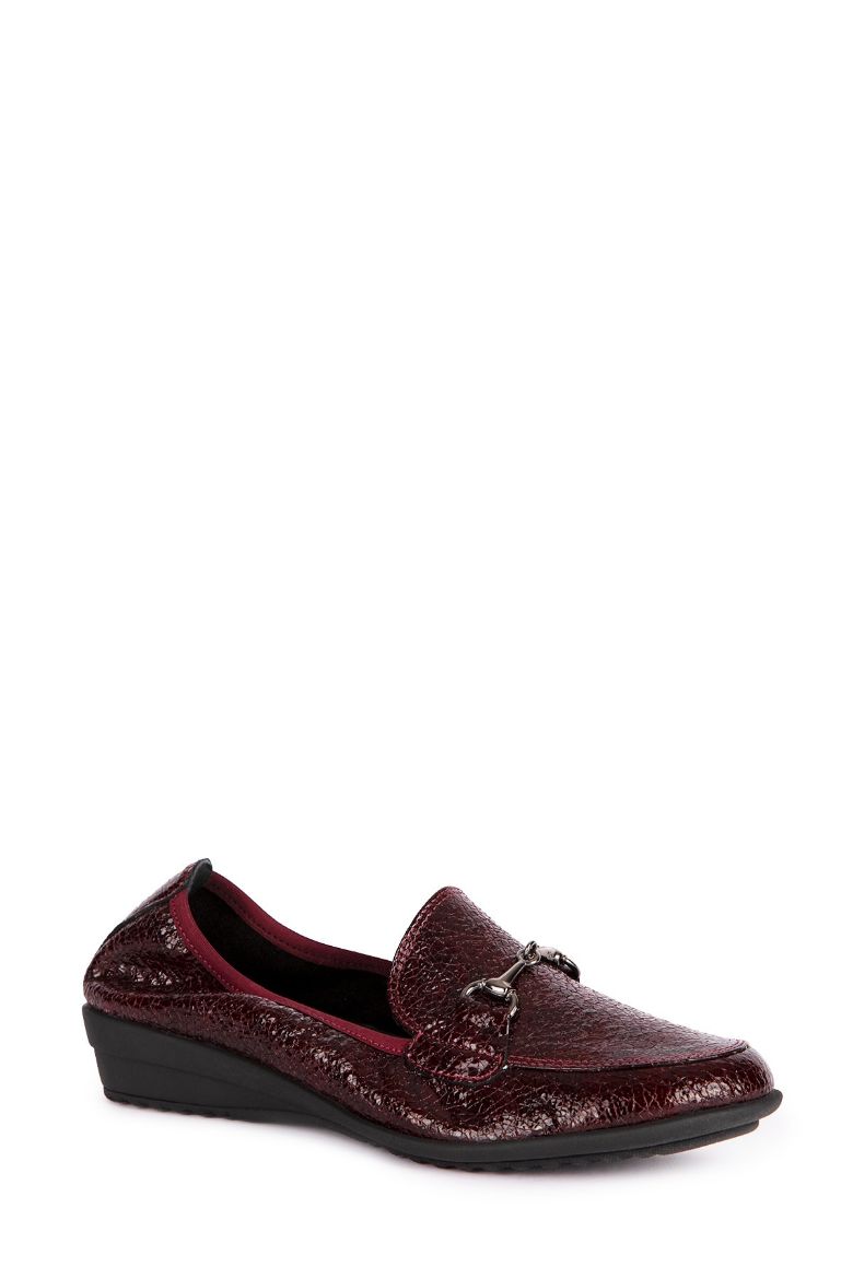 Hakiki Deri Comfort Ayakkabı 36-41 bordo rugan resmi