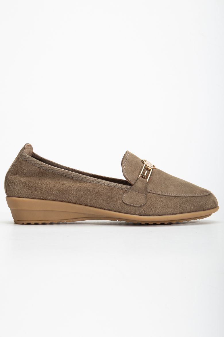 Hakiki Deri Yumuşak Tabanlı 36 Numaradan 41 Numaraya Kadar Loafer Ayakkabı Vizon resmi