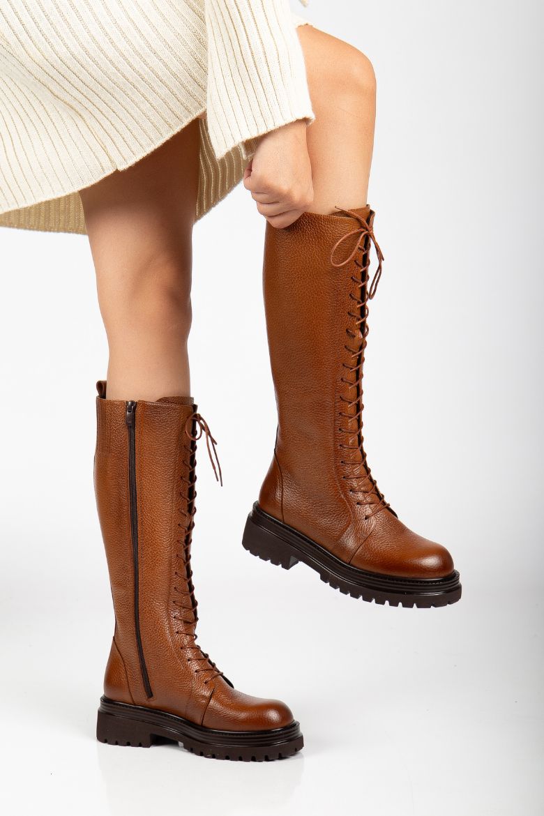 Hakiki Deri 33-34-35 Numaradan 41-42-43 Numaraya Kadar Kadın Kışlık Çizme Fındık resmi