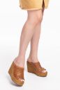 Hakiki Deri Yüksek Topuklu Kadın Terlik 34-35-41-42-43-44 Numara Kahverengi
