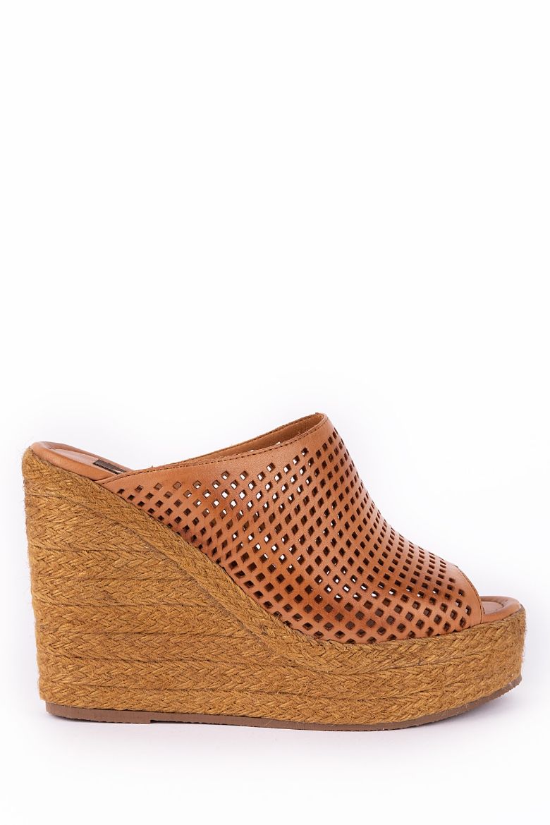 Hakiki Deri Yüksek Topuklu Kadın Terlik 34-35-41-42-43-44 Numara Kahverengi resmi