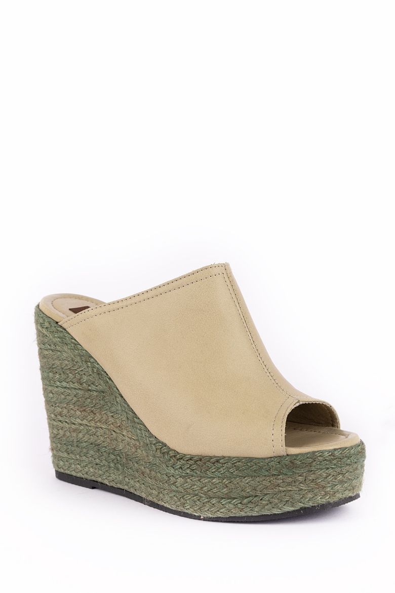 Hakiki Deri Espadril Kadın Sandalet 34-35-41-42-43-44 Numara Yeşil resmi