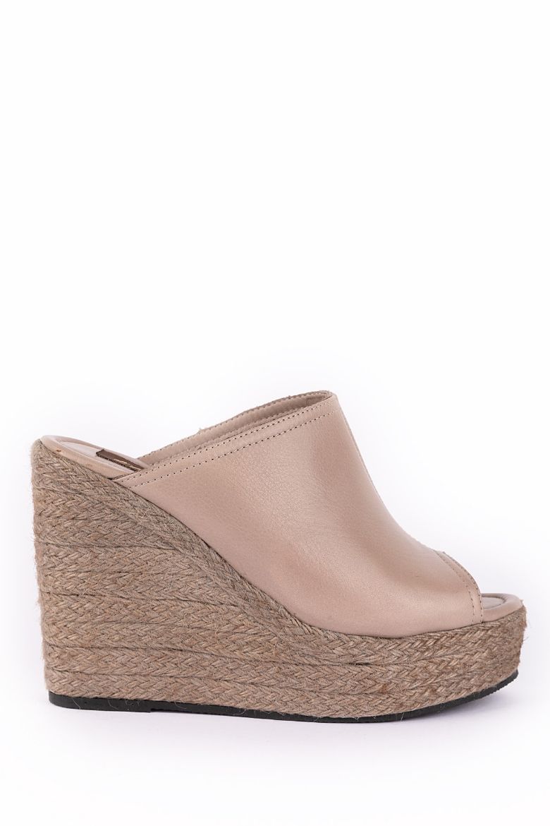 Hakiki Deri Espadril Kadın Sandalet 34-35-41-42-43-44 Numara Vizon resmi