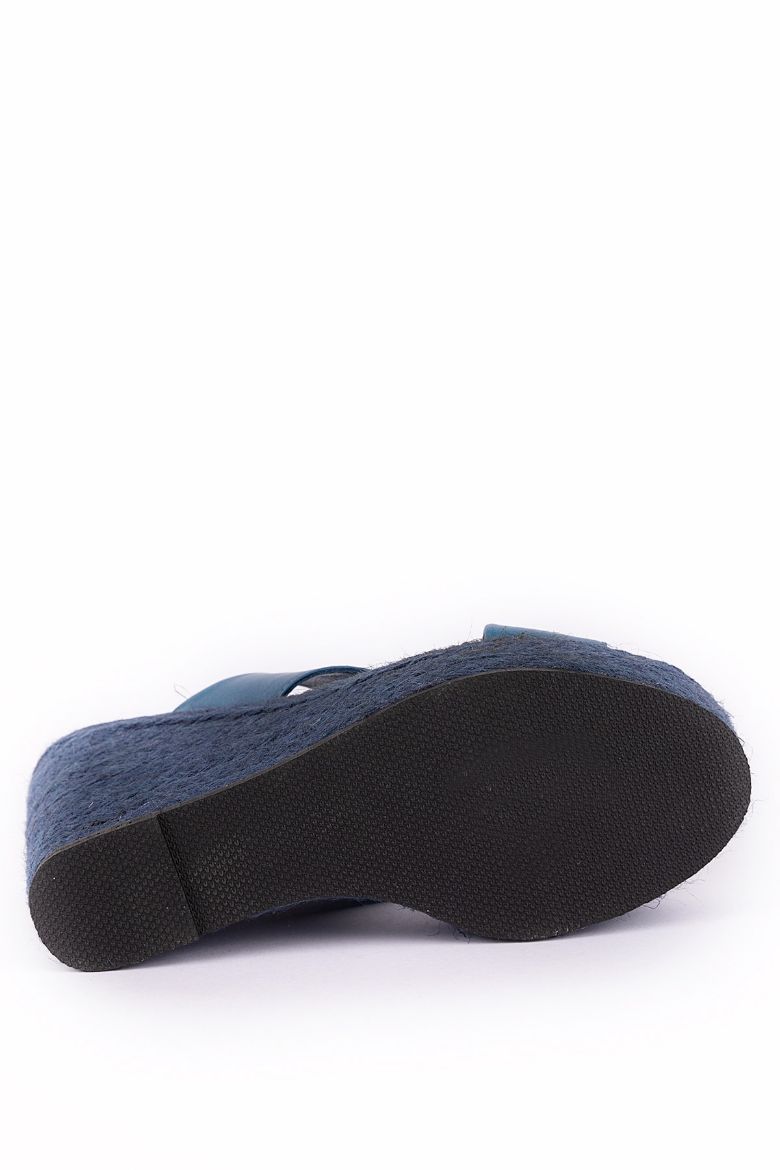 Hakiki Deri Espadril Kadın Sandalet 34-35-41-42-43-44 Numara Lacivert resmi