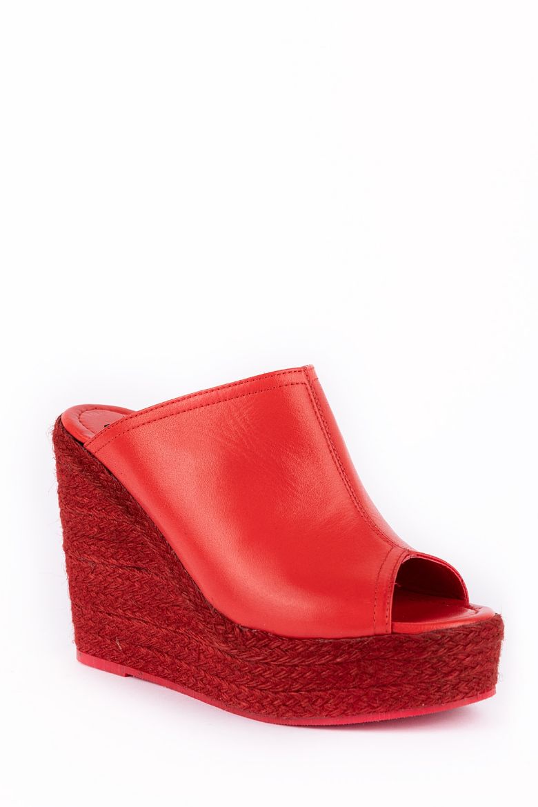 Hakiki Deri Espadril Kadın Sandalet 34-35-41-42-43-44 Numara Kırmızı resmi