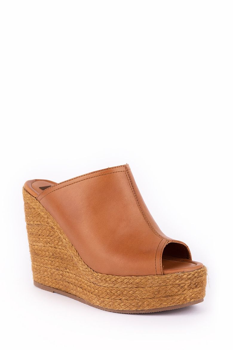 Hakiki Deri Espadril Kadın Sandalet 34-35-41-42-43-44 Numara Kahverengi resmi