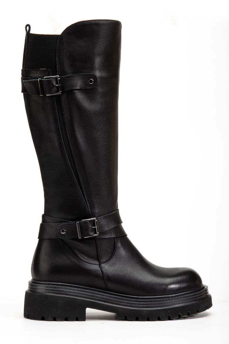 Hakiki Deri 33-34-35 Numaradan 41-42-43 Numaraya Kadar Kadın Kışlık Çizme Siyah resmi