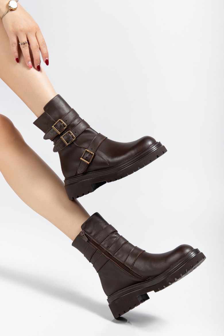 Hakiki Deri 35 Numaradan 41-42-43 Numaraya Kadar Kadın Kışlık Bot Kahverengi resmi