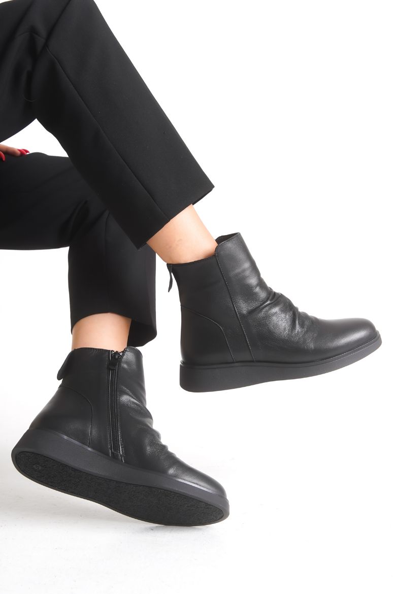 Hakiki Deri 36 Numaradan 41-42 Numaraya Kadar Kadın Kışlık Bot Siyah resmi