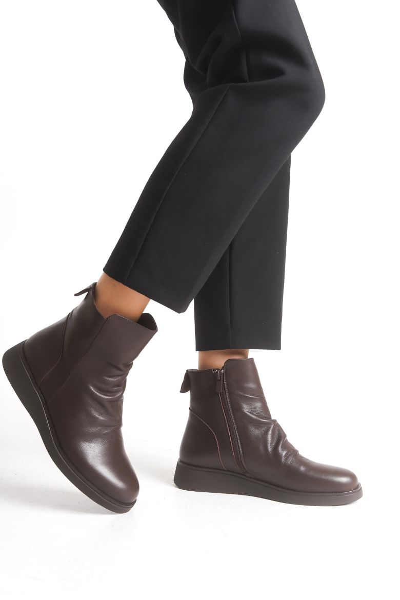 Hakiki Deri 36 Numaradan 41-42 Numaraya Kadar Kadın Kışlık Bot Kahverengi resmi