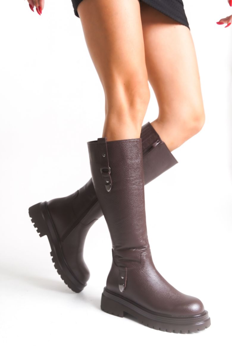 Hakiki Deri 35-36 Numaradan 41-42-43 Numaraya Kadar Kadın Kışlık Çizme Kahverengi resmi
