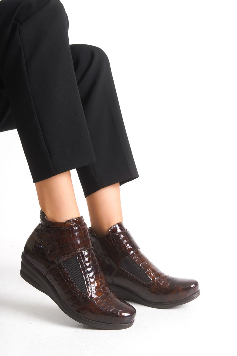 Hakiki Deri 33-34-35-36 Numaradan 41-42-43-44-45 Numaraya Kadar Comfort Kadın Bot Kahverengi resmi