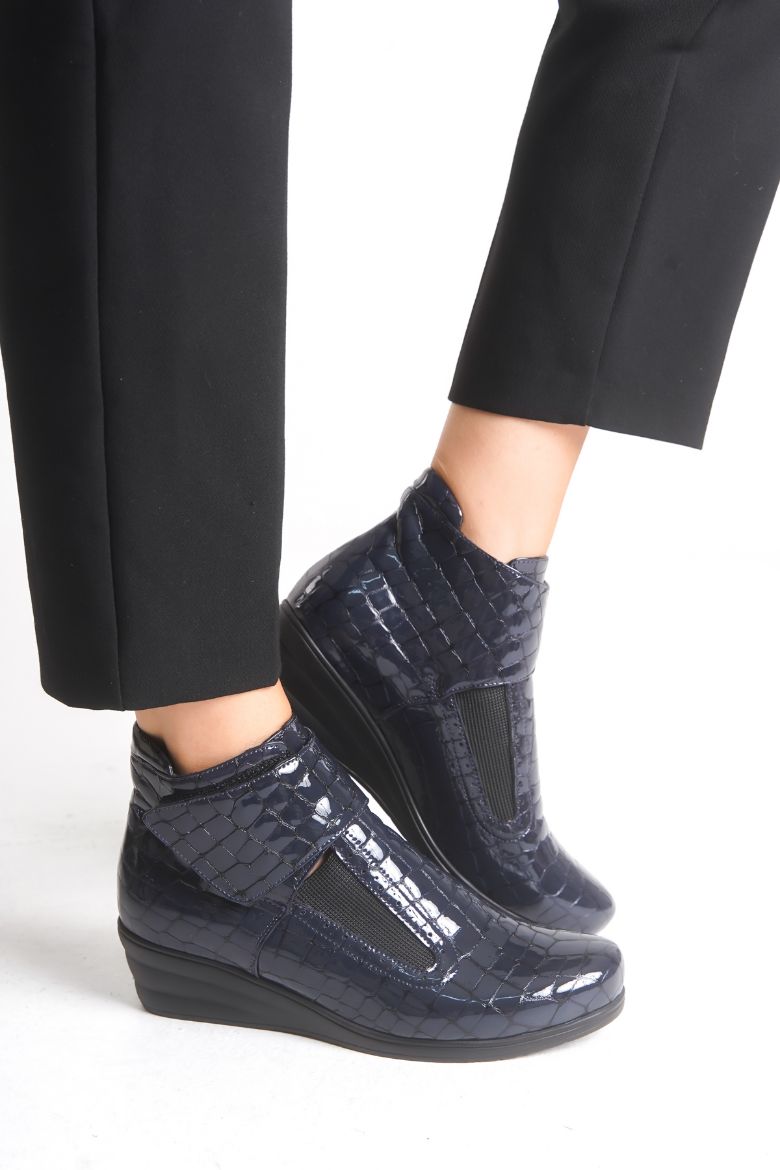 Hakiki Deri 33-34-35-36 Numaradan 41-42-43-44-45 Numaraya Kadar Comfort Kadın Bot Lacivert resmi