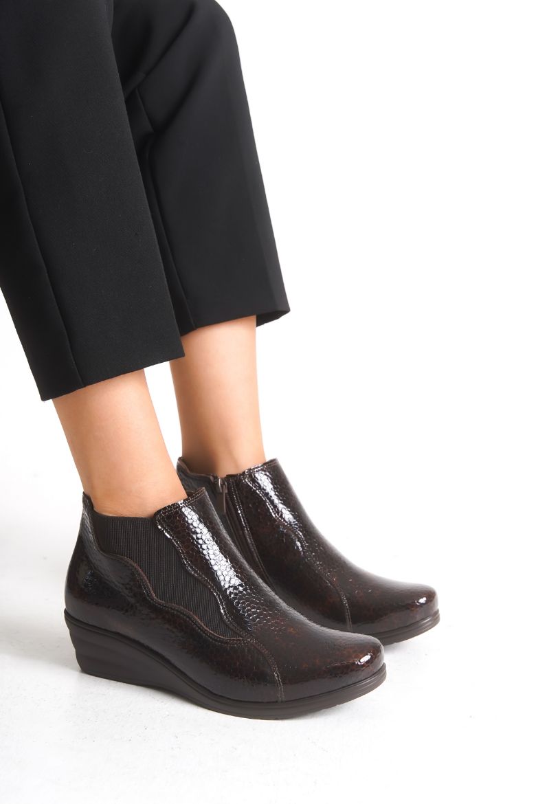 Hakiki Deri 33-34-35-36 Numaradan 41-42-43-44-45 Numaraya Kadar Comfort Kadın Bot Kahverengi resmi