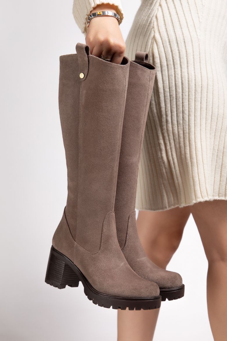 Hakiki Deri 36 Numaradan 41 Numaraya Kadar Kadın Kışlık Süet Çizme Vizon resmi