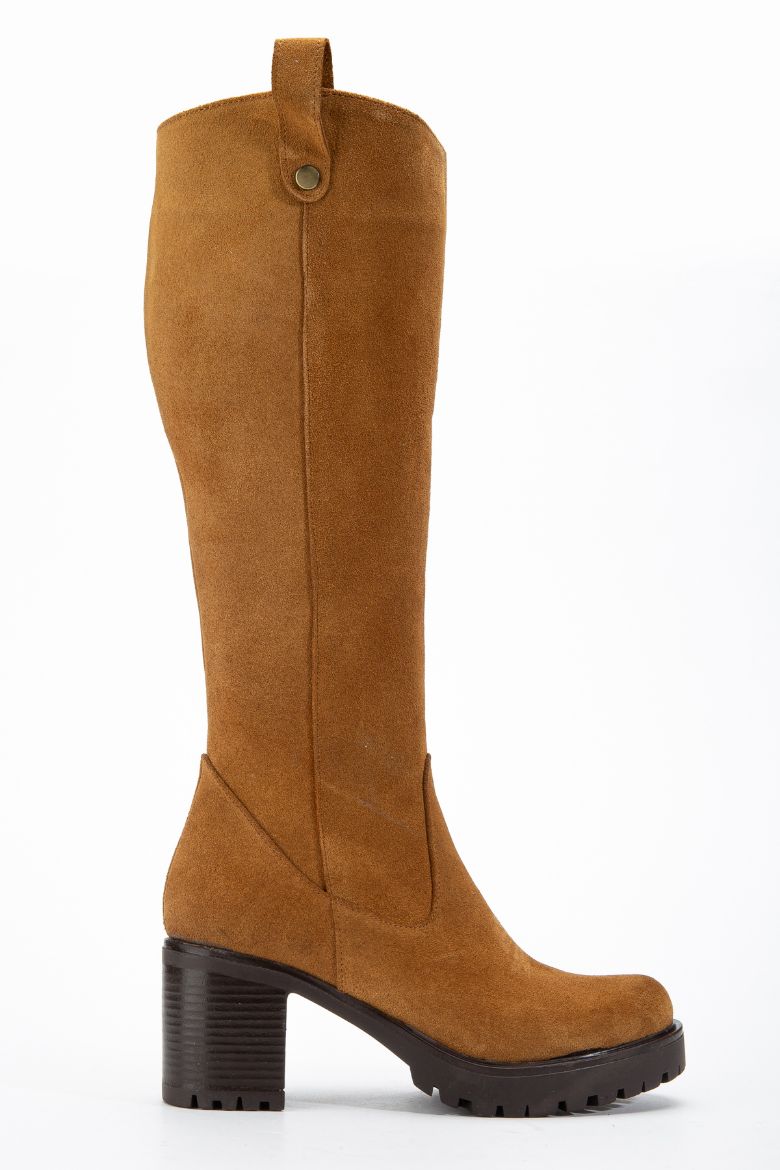 Hakiki Deri 36 Numaradan 41 Numaraya Kadar Kadın Kışlık Süet Çizme Taba resmi