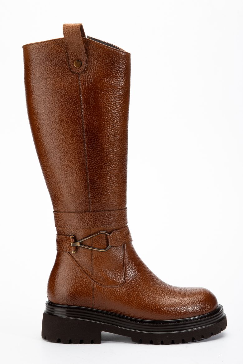 Hakiki Deri 33-34-35 Numaradan 41-42-43 Numaraya Kadar Kadın Kışlık Çizme Taba resmi