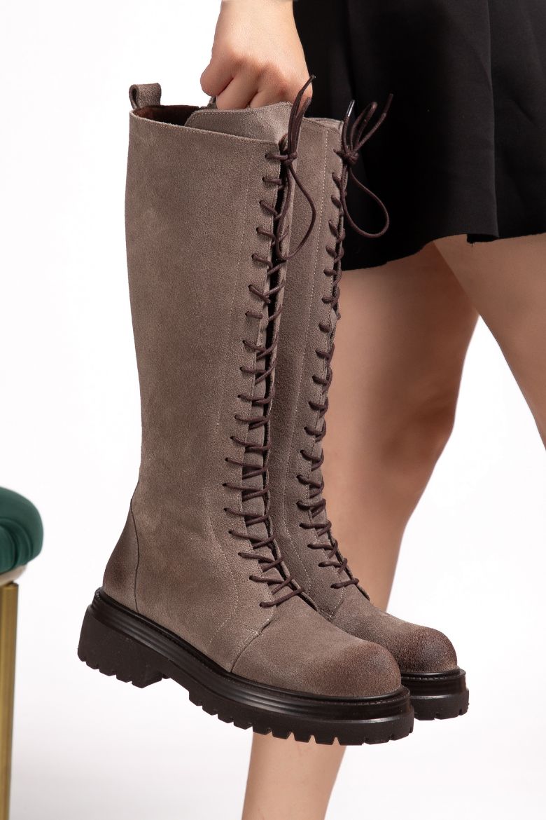 Hakiki Deri 33-34-35 Numaradan 41-42-43 Numaraya Kadar Kadın Kışlık Süet Çizme Vizon Süet resmi