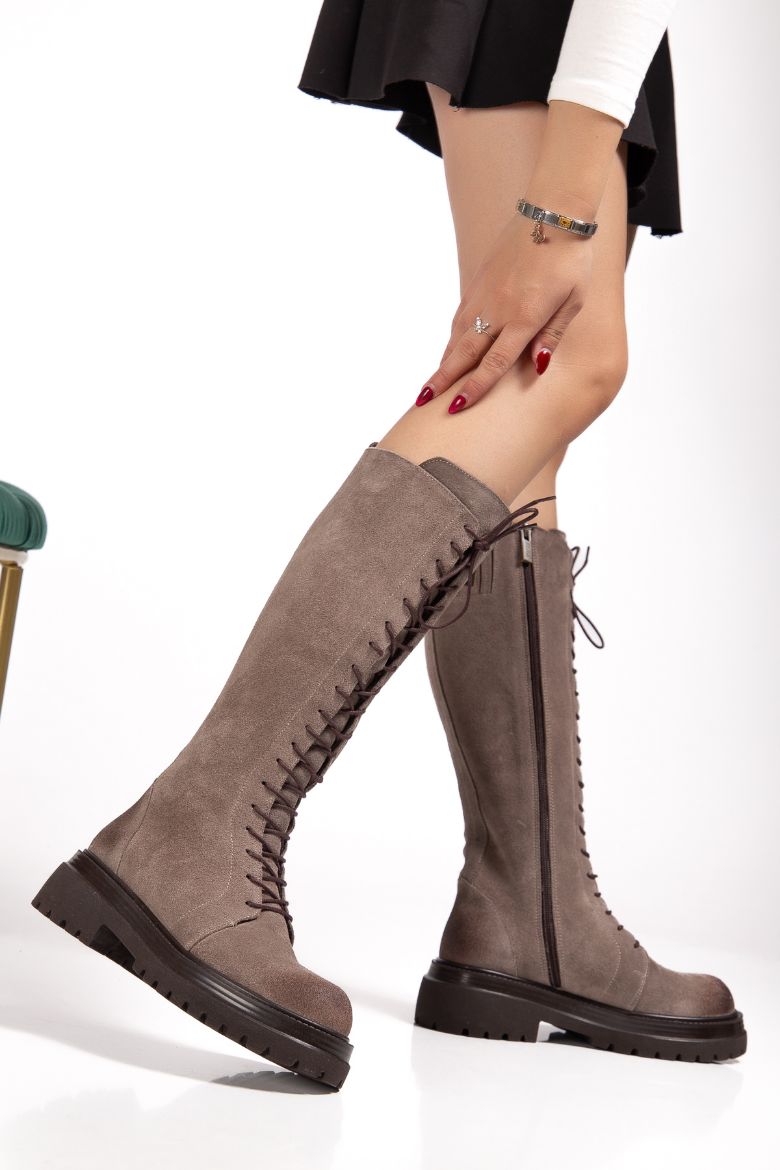 Hakiki Deri 33-34-35 Numaradan 41-42-43 Numaraya Kadar Kadın Kışlık Süet Çizme Vizon Süet resmi